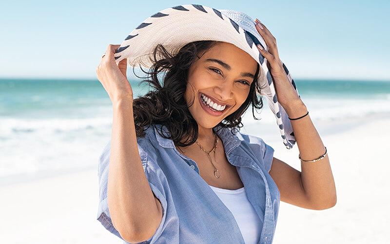 Mature woman in a sun hat