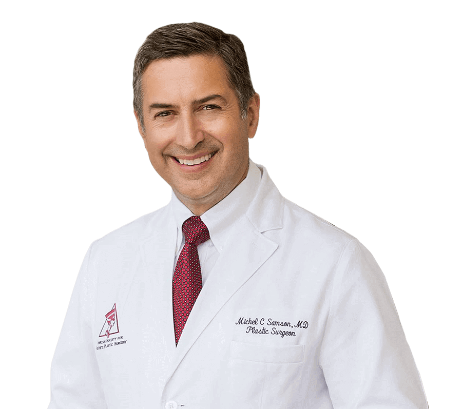Dr. Samson in white lab coat